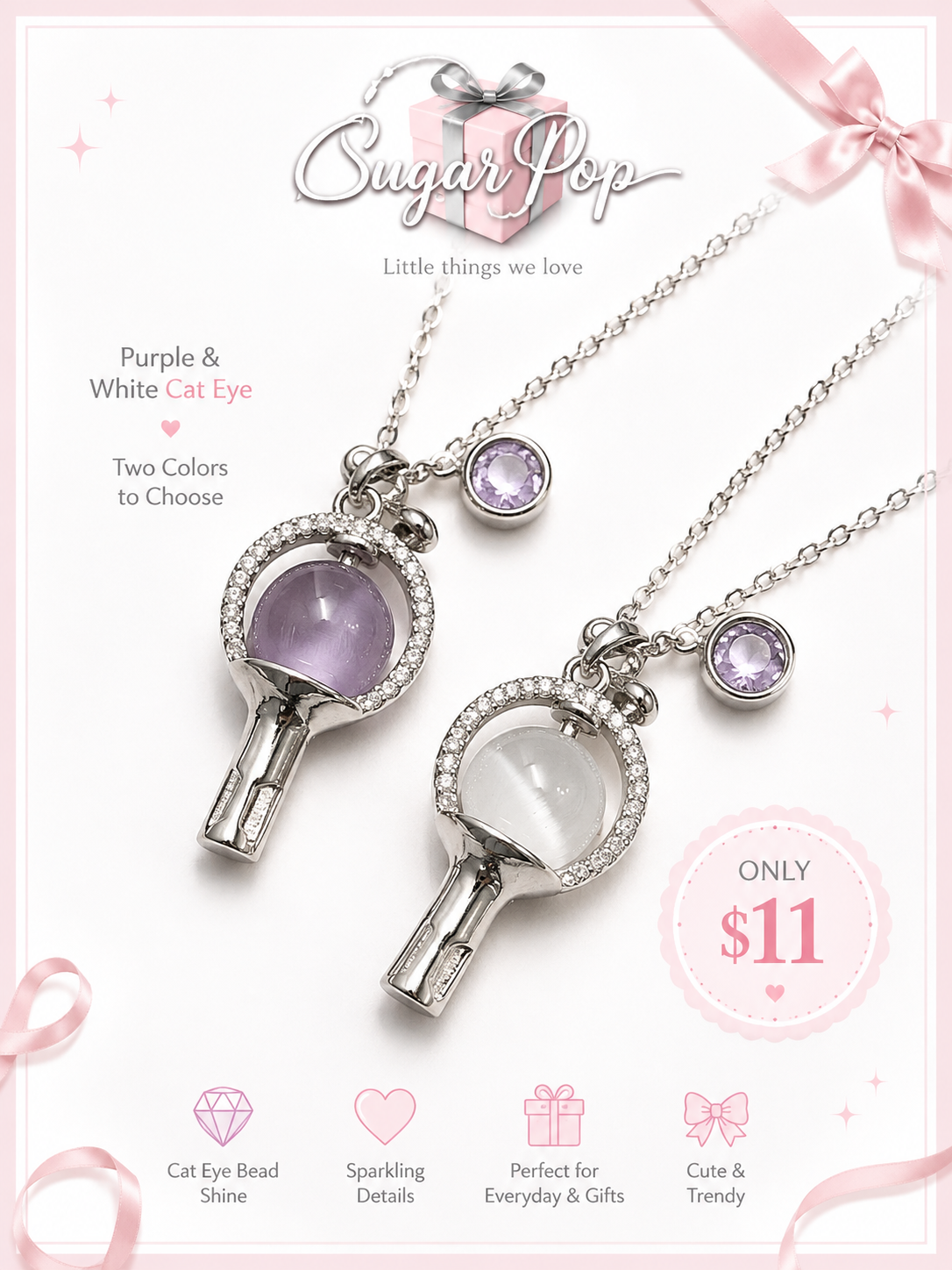 Purple Jewelry Collection – Necklace & Earring Set + Cat Eye Necklace