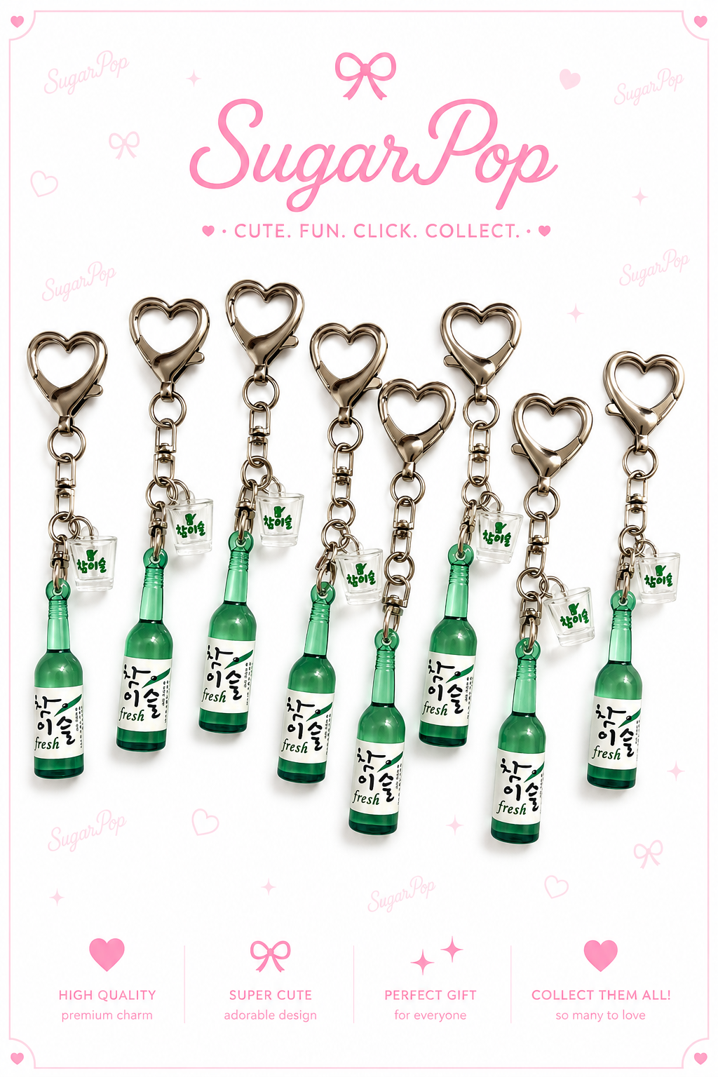 Korean Soju Bottle Acrylic Keychain | Chamisul Fresh Soju Keychain | Cute Korea Bag Charm | Kawaii Keychain