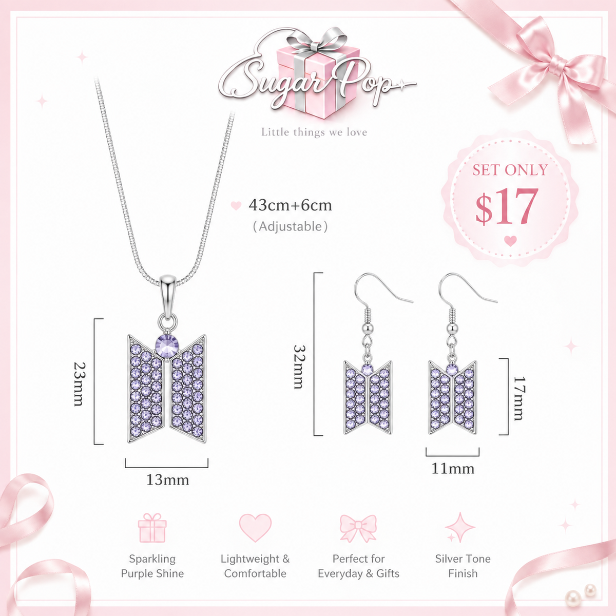 Purple Jewelry Collection – Necklace & Earring Set + Cat Eye Necklace