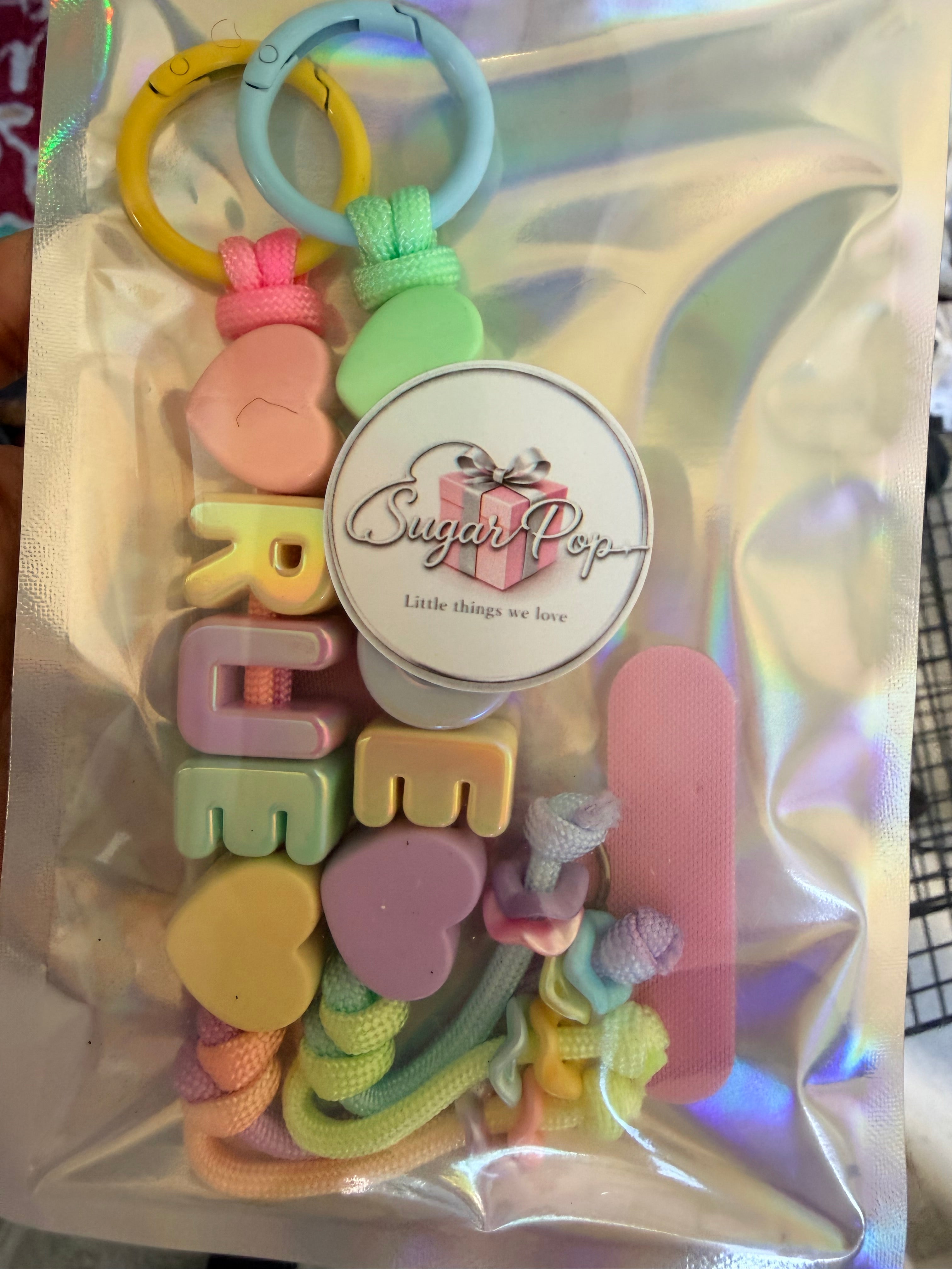 Cotton Candy Custom Name Keychain