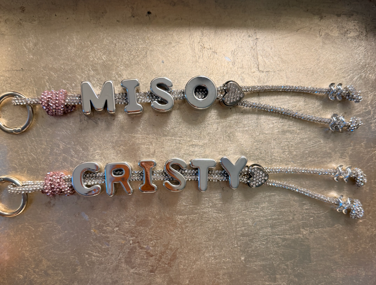 Silver Rhinestone Custom Name Keychain