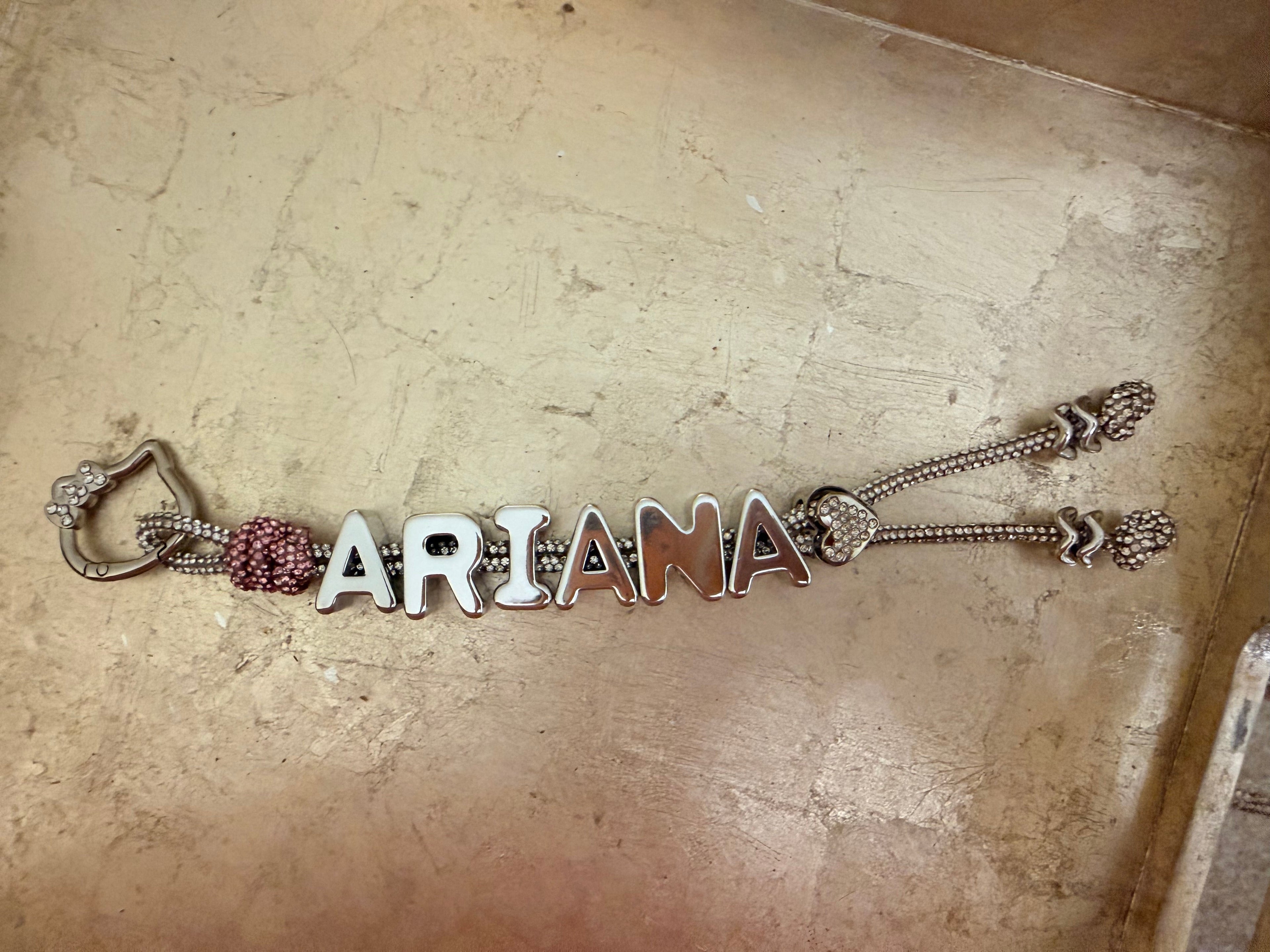 Silver Rhinestone Custom Name Keychain