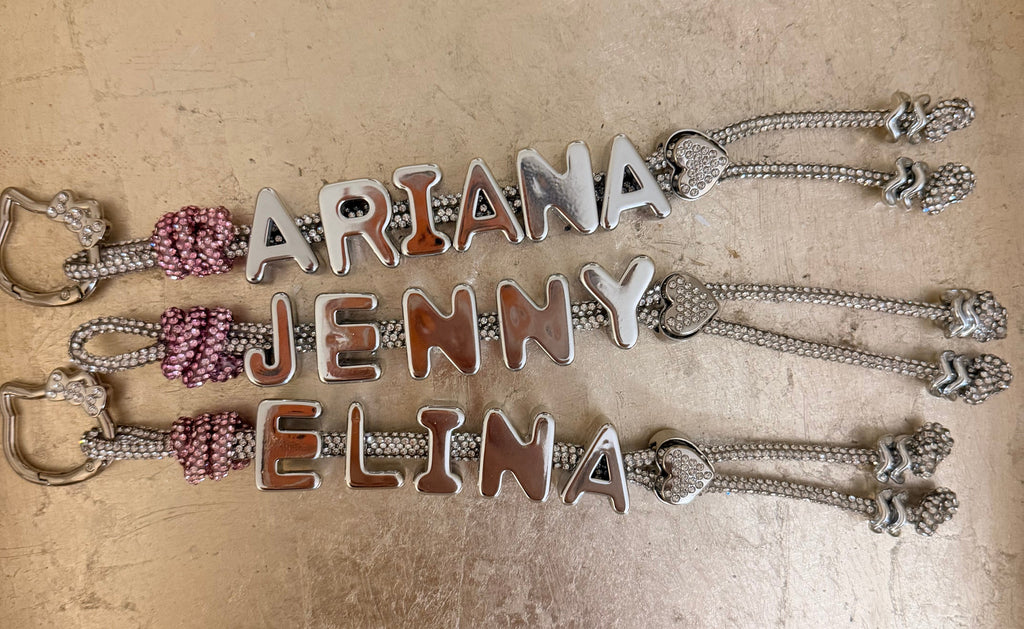 Silver Rhinestone Custom Name Keychain