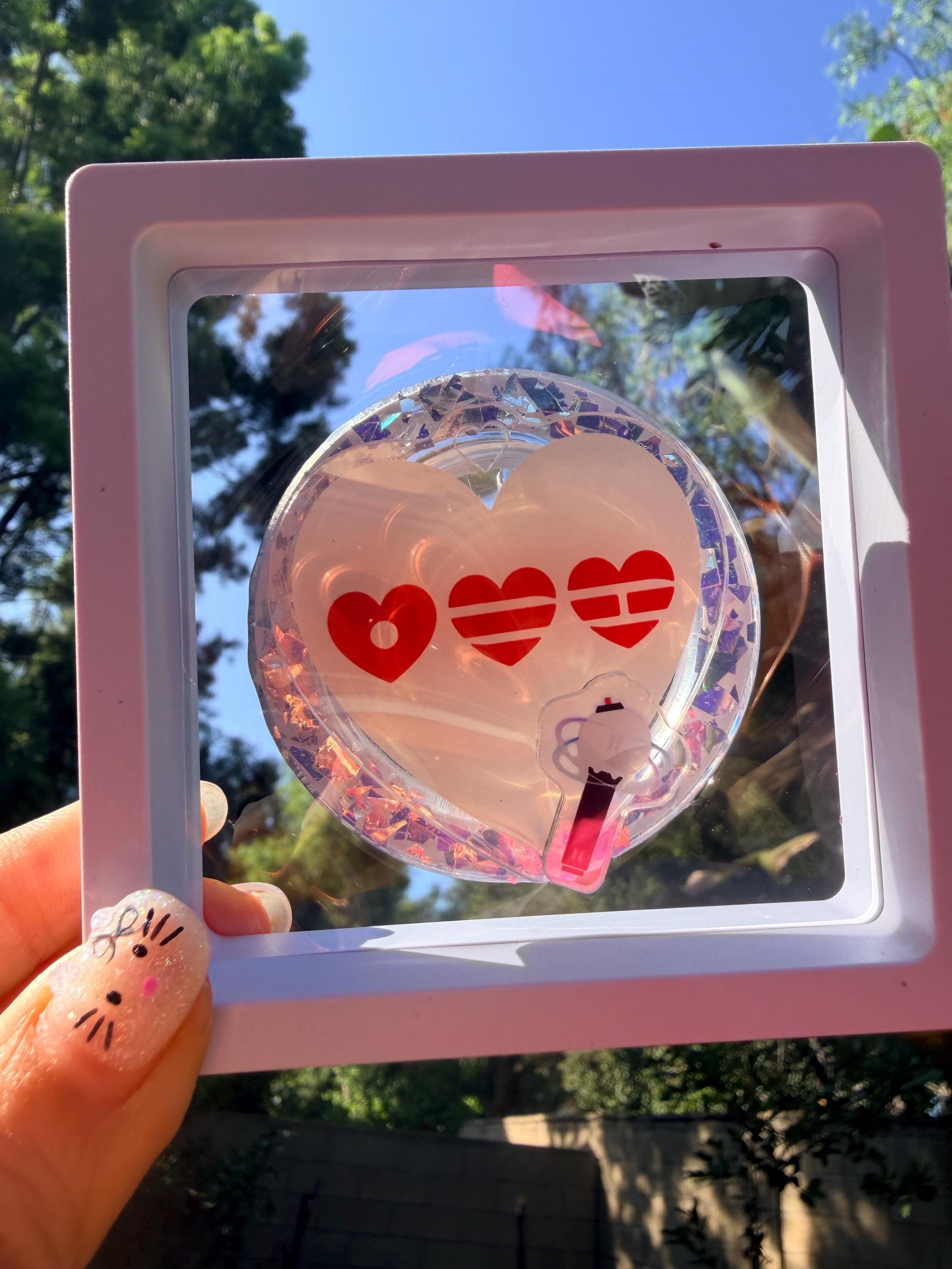 K-Pop Inspired Spinning MagSafe Phone Grip, Handmade Glitter Heart Phone Grip, Light Stick Spinner