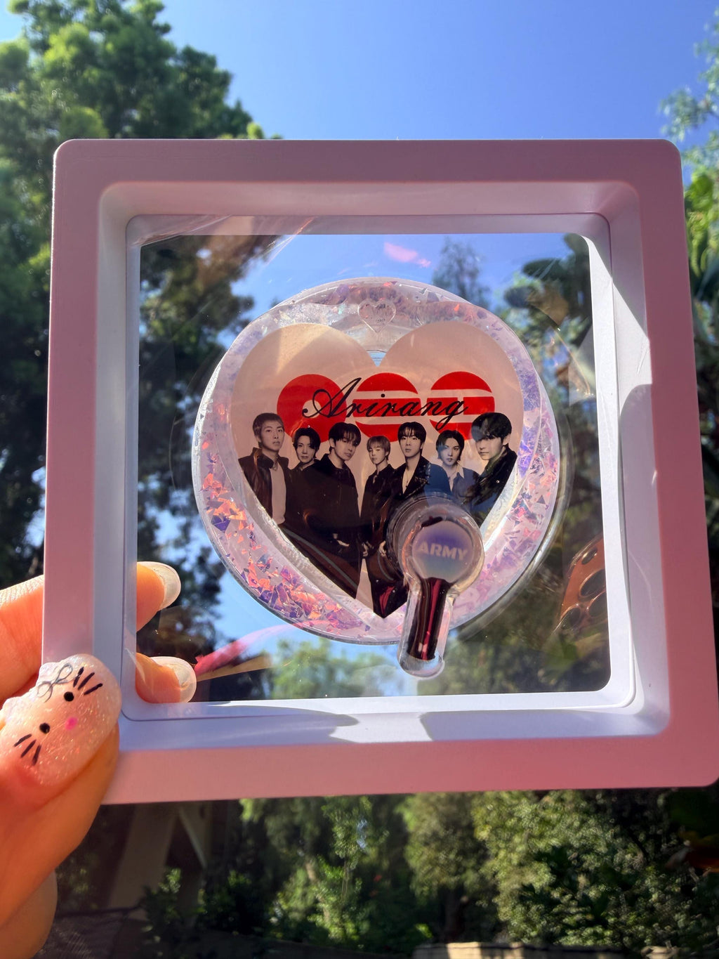 K-Pop Inspired Spinning MagSafe Phone Grip, Handmade Glitter Heart Phone Grip, Light Stick Spinner