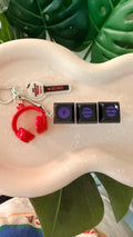 K-POP Inspired LED Light-Up Mini Keyboard Clicker Keychain with Headphone Charm