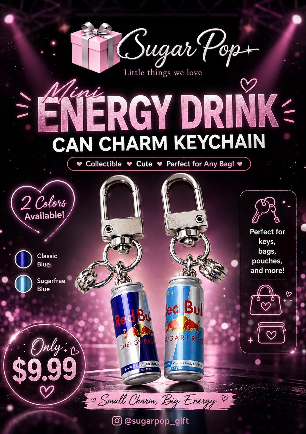 Mini Energy Drink Keychain
