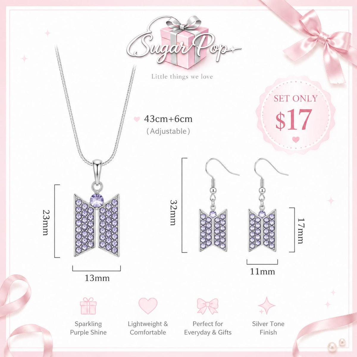 Purple Jewelry Collection – Necklace & Earring Set + Cat Eye Necklace