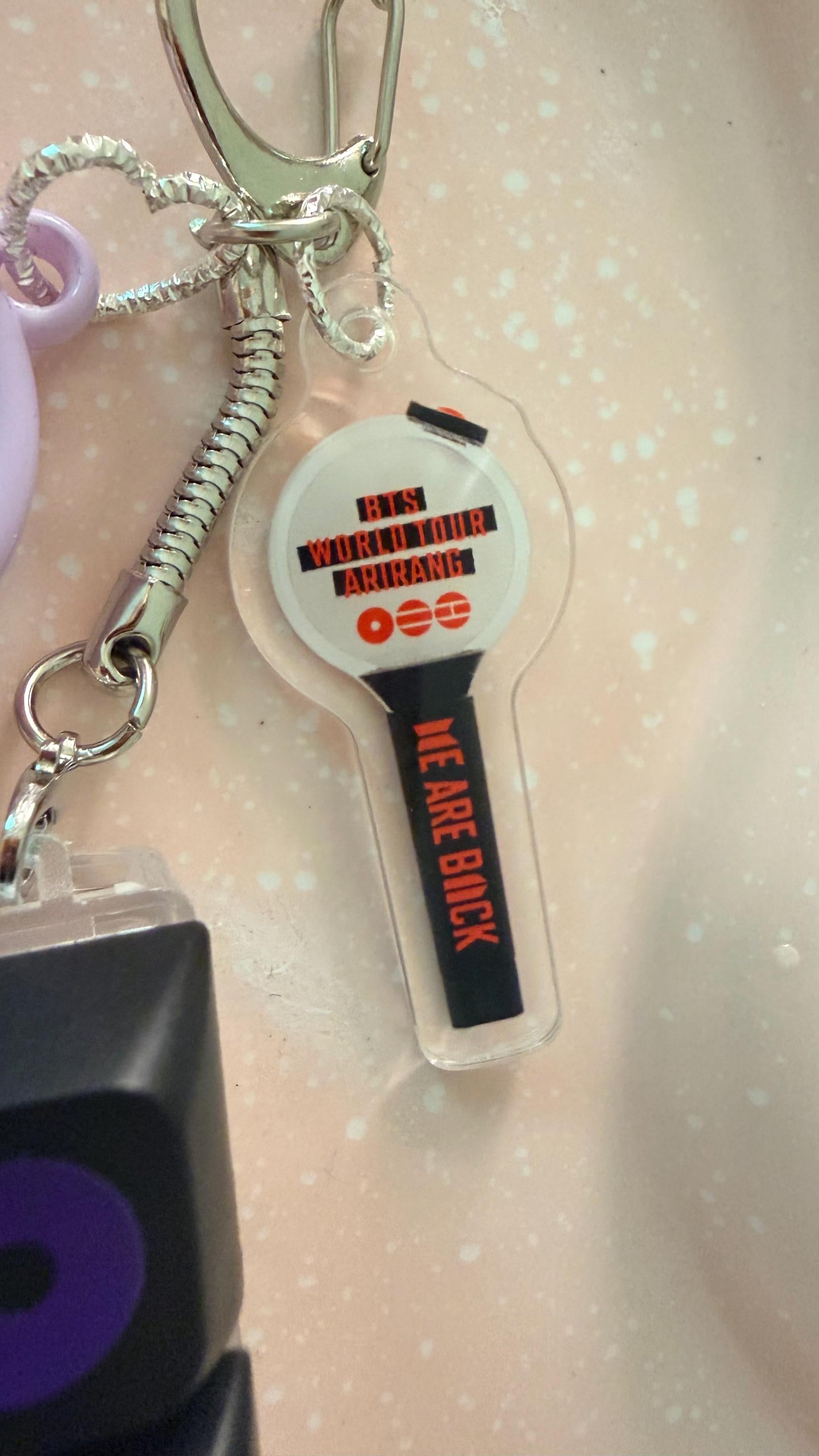 K-POP Inspired LED Light-Up Mini Keyboard Clicker Keychain with Headphone Charm