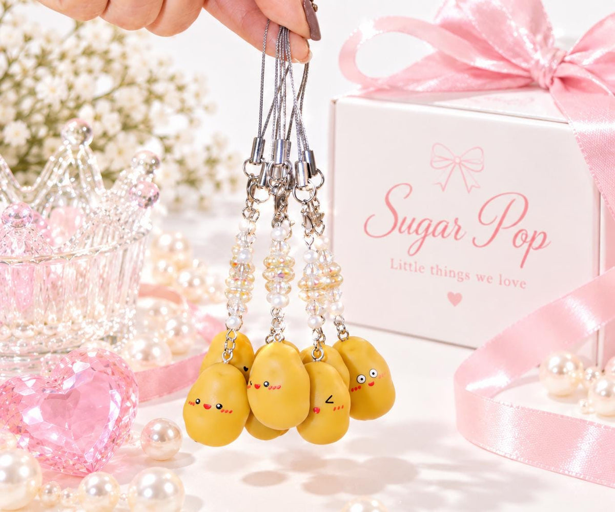 Cute Potato Phone Strap | Crystal Beaded Phone Charm | Kawaii Potato Cell Phone Accessory | 5 Styles