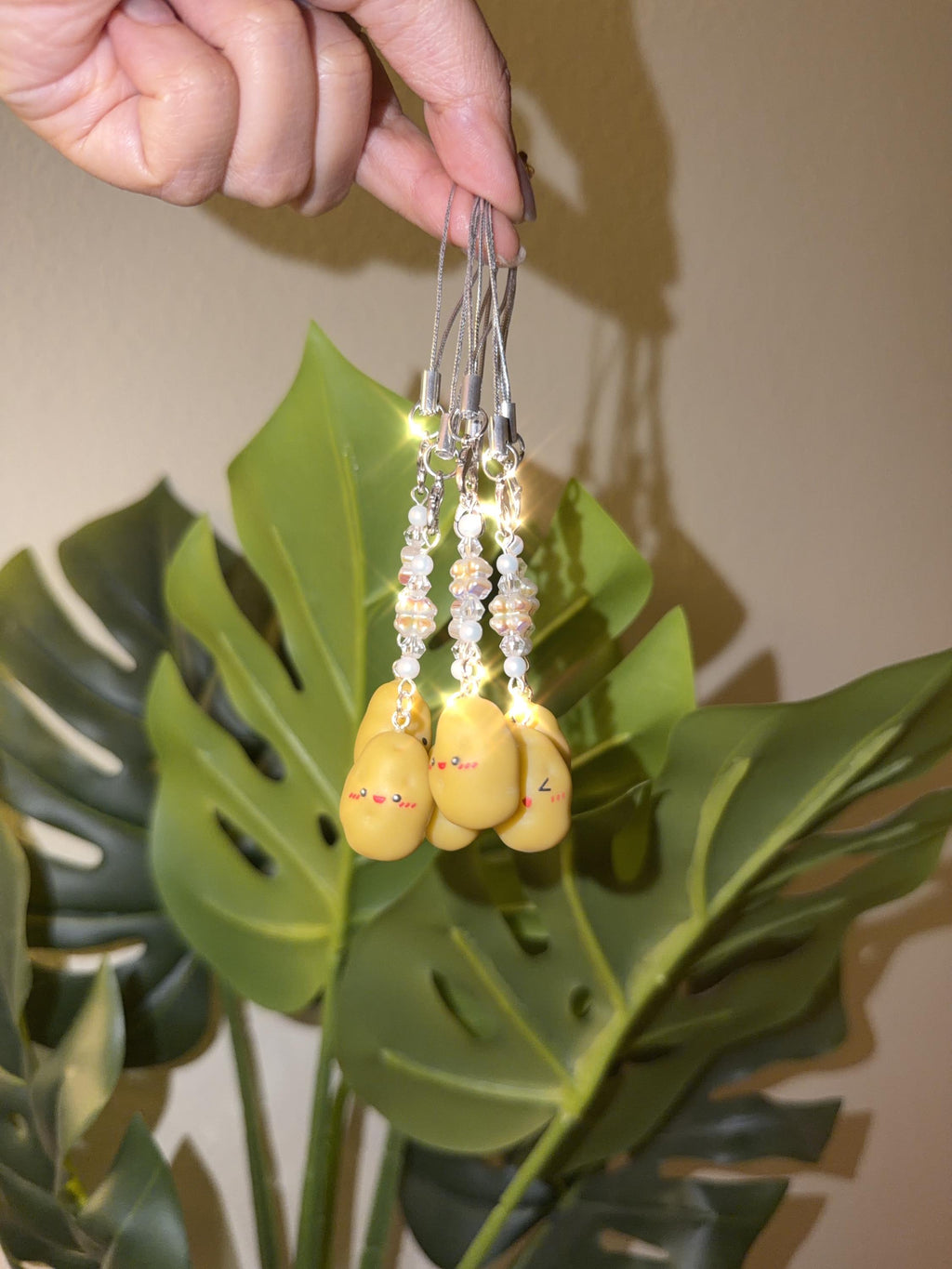 Cute Potato Phone Strap | Crystal Beaded Phone Charm | Kawaii Potato Cell Phone Accessory | 5 Styles