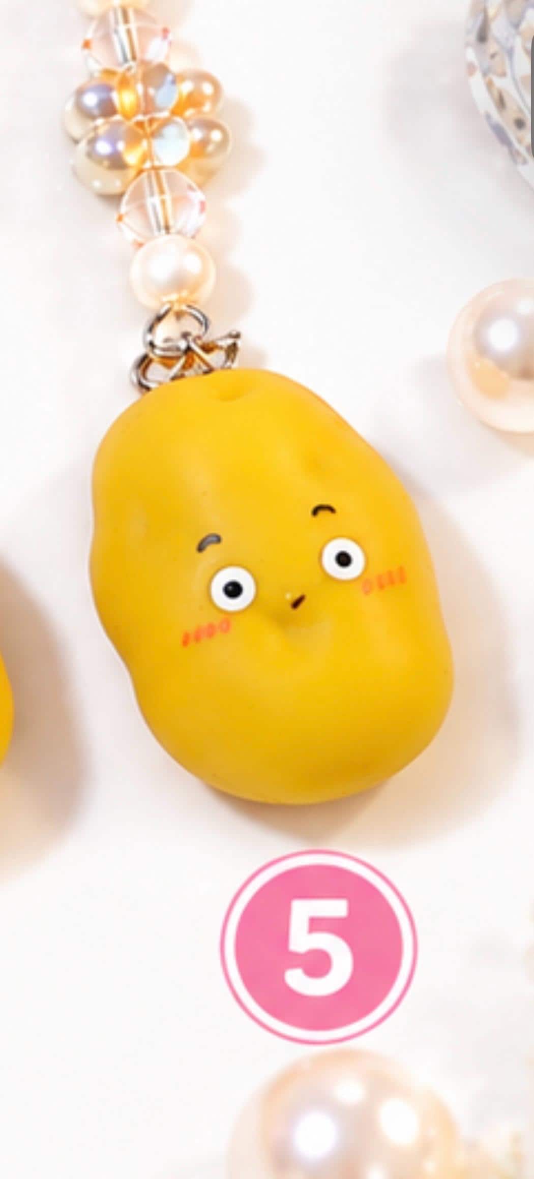 Cute Potato Phone Strap | Crystal Beaded Phone Charm | Kawaii Potato Cell Phone Accessory | 5 Styles