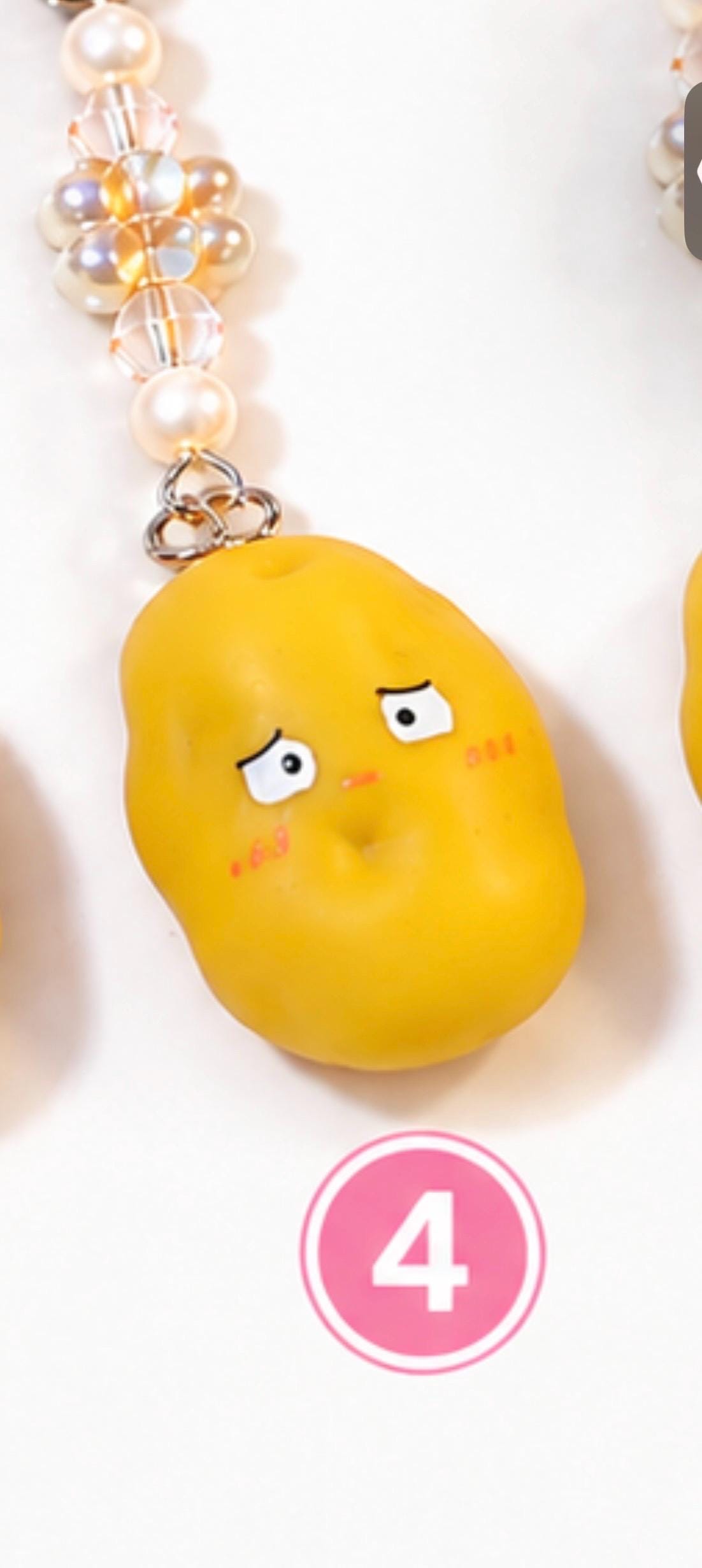 Cute Potato Phone Strap | Crystal Beaded Phone Charm | Kawaii Potato Cell Phone Accessory | 5 Styles