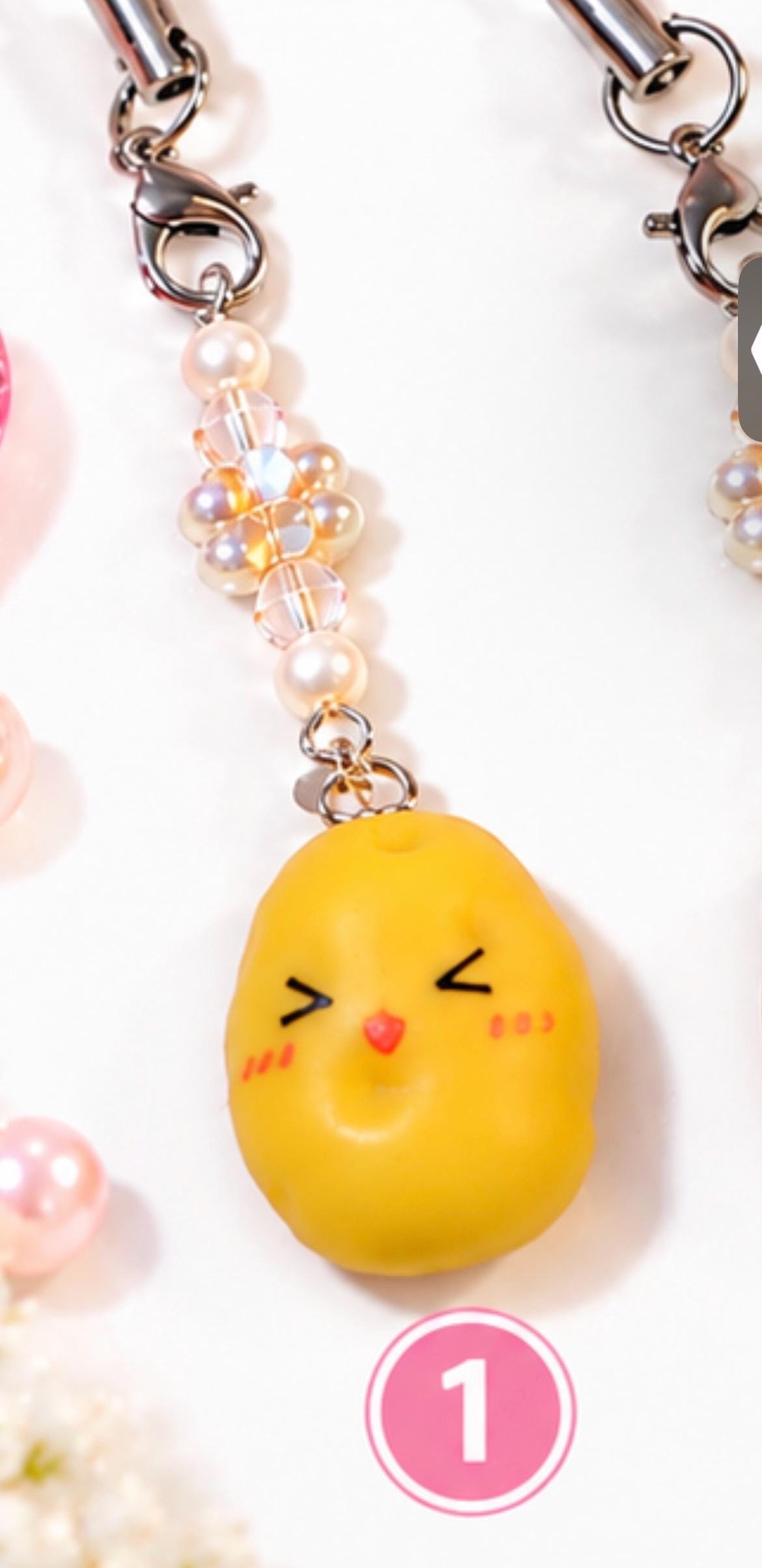 Cute Potato Phone Strap | Crystal Beaded Phone Charm | Kawaii Potato Cell Phone Accessory | 5 Styles