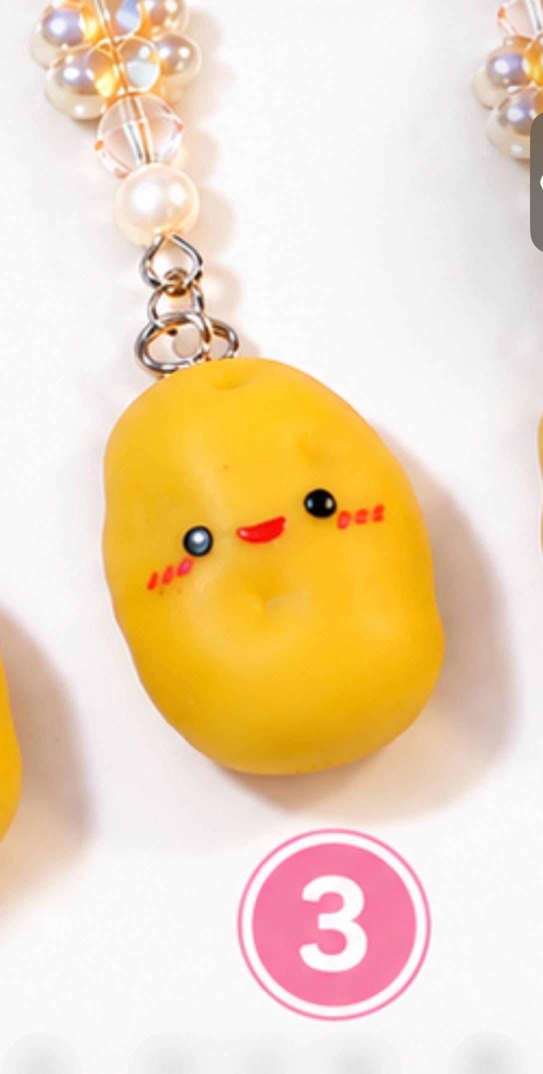 Cute Potato Phone Strap | Crystal Beaded Phone Charm | Kawaii Potato Cell Phone Accessory | 5 Styles
