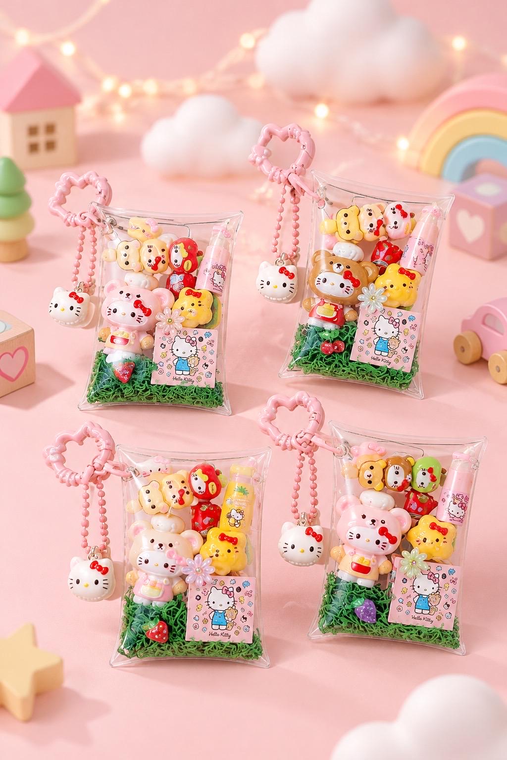 Cute Trinket Pocket Keychain | Kawaii Miniature Charm Bag Accessory | Clear Pocket Keyring | Cute Gift for Her