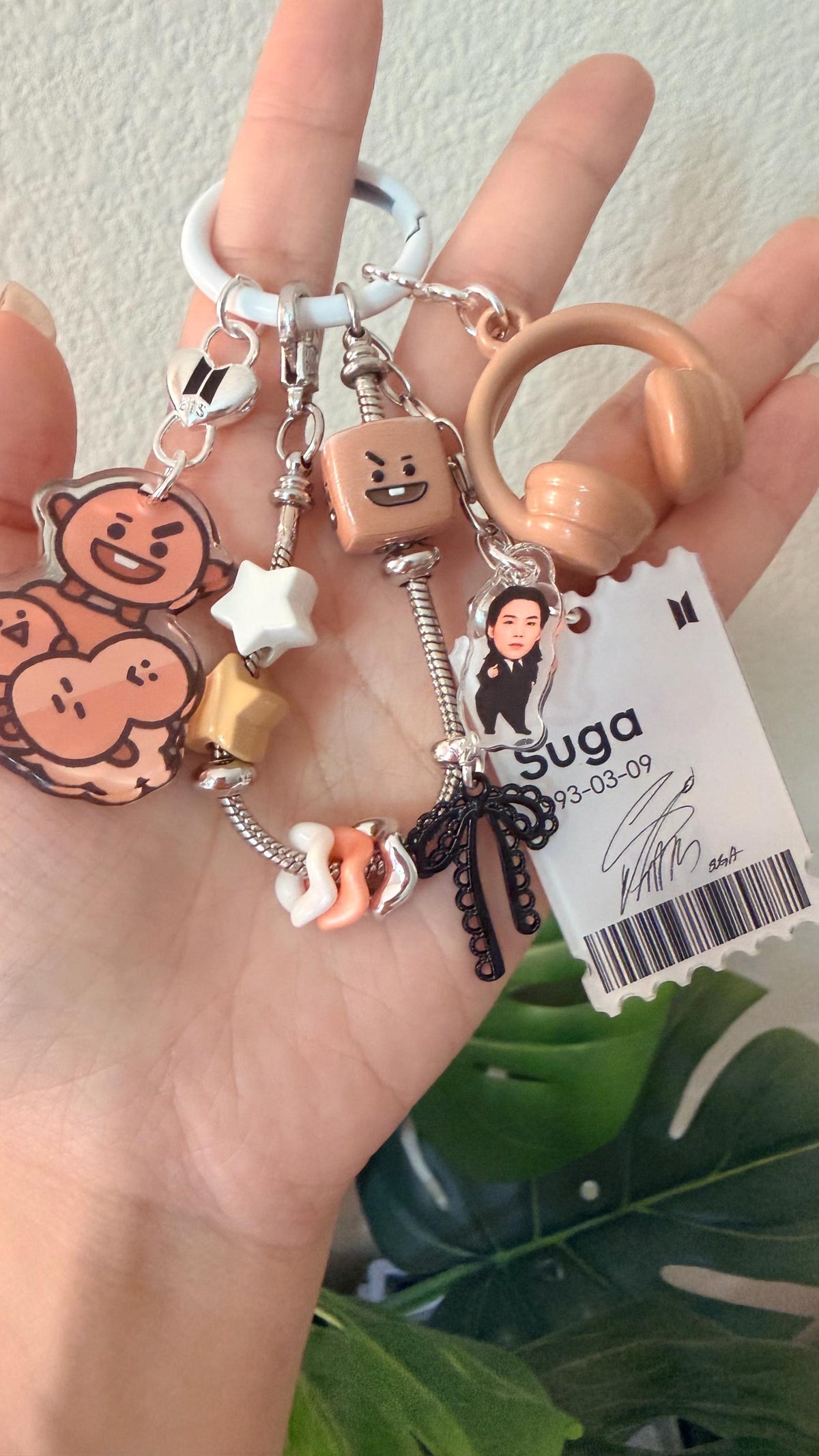 K-Pop BT21 Chain Keyring | Birthday and Signature Acrylic Tag | Phone Charm, Bag Charm and Keychain