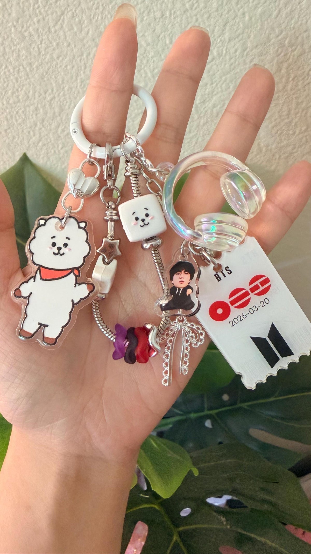 K-Pop BT21 Chain Keyring | Birthday and Signature Acrylic Tag | Phone Charm, Bag Charm and Keychain