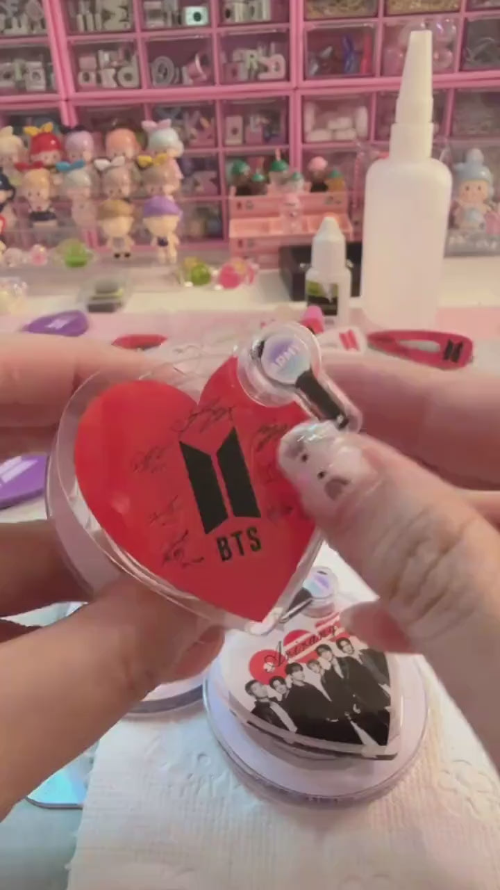 K-Pop Inspired Spinning MagSafe Phone Grip, Handmade Glitter Heart Phone Grip, Light Stick Spinner